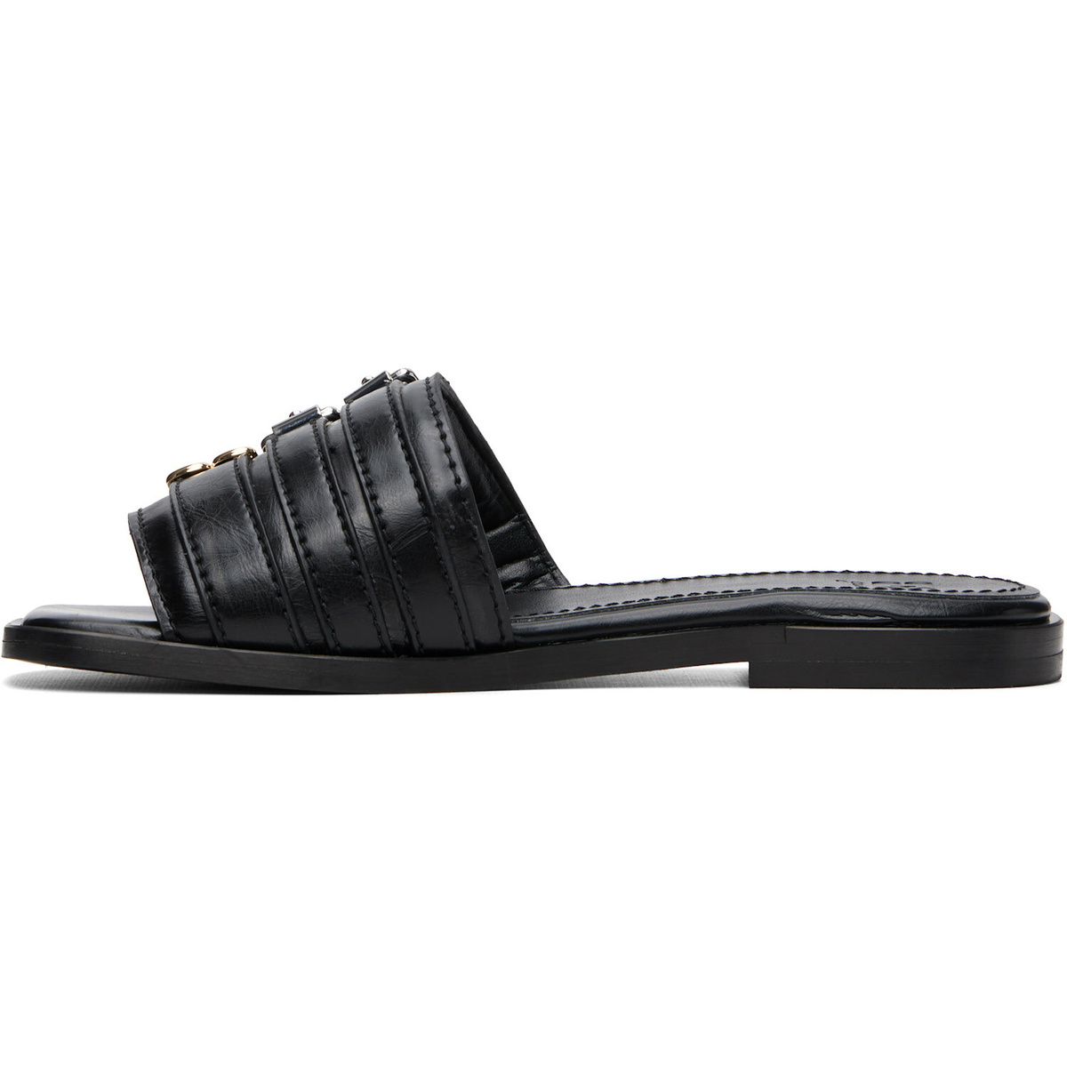 GANNI Black Sue Triple Flat Sandals