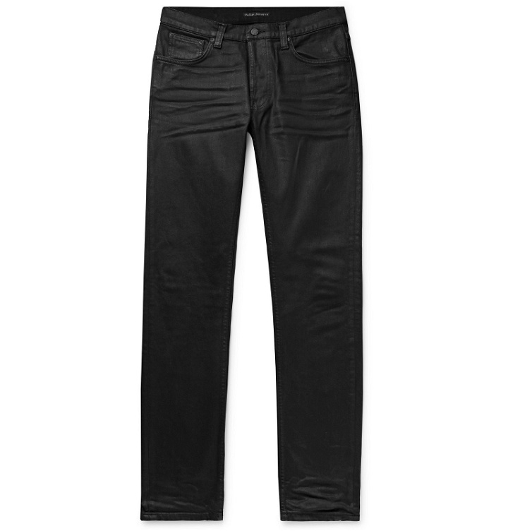 Photo: Nudie Jeans - Lean Dean Slim-Fit Coated Organic Stretch-Denim Jeans - Black