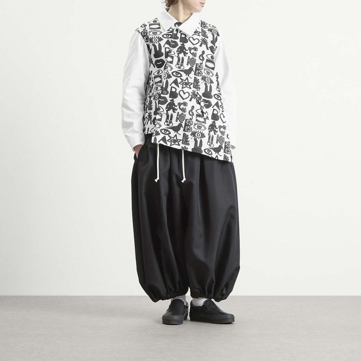 Comme des Garçons Black Men's Cotton Jacket in White/Black