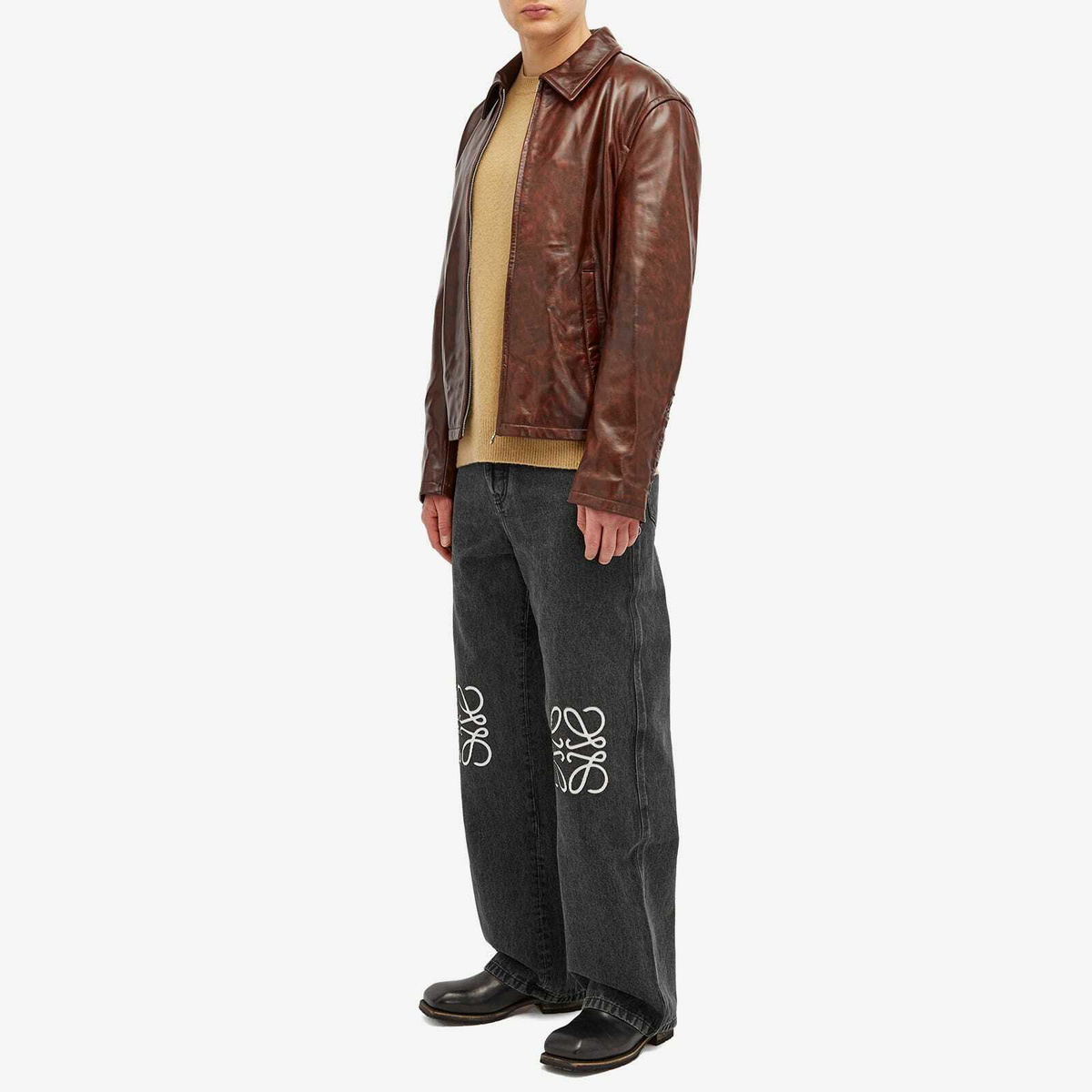 Loewe Men's Anagram Baggy Jeans in Black Loewe Loewe Men's Anagram Baggy Jeans in Black Loewe