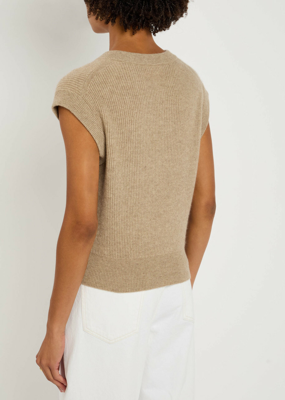 Guest In Residence Ribbed Cashmere Vest Taupe