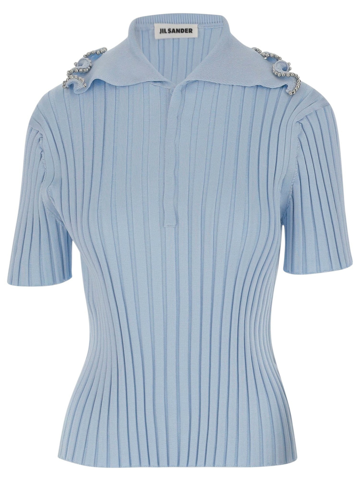 トップス JIL SANDER 2023SS SHORT SLEEVE POLO Jil Sander Women's Short Sleeve Polo Top in Champagne Jil Sander