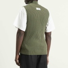 MM6 Maison Margiela Men's Knitted Ribbed Zip Vest in Kaki