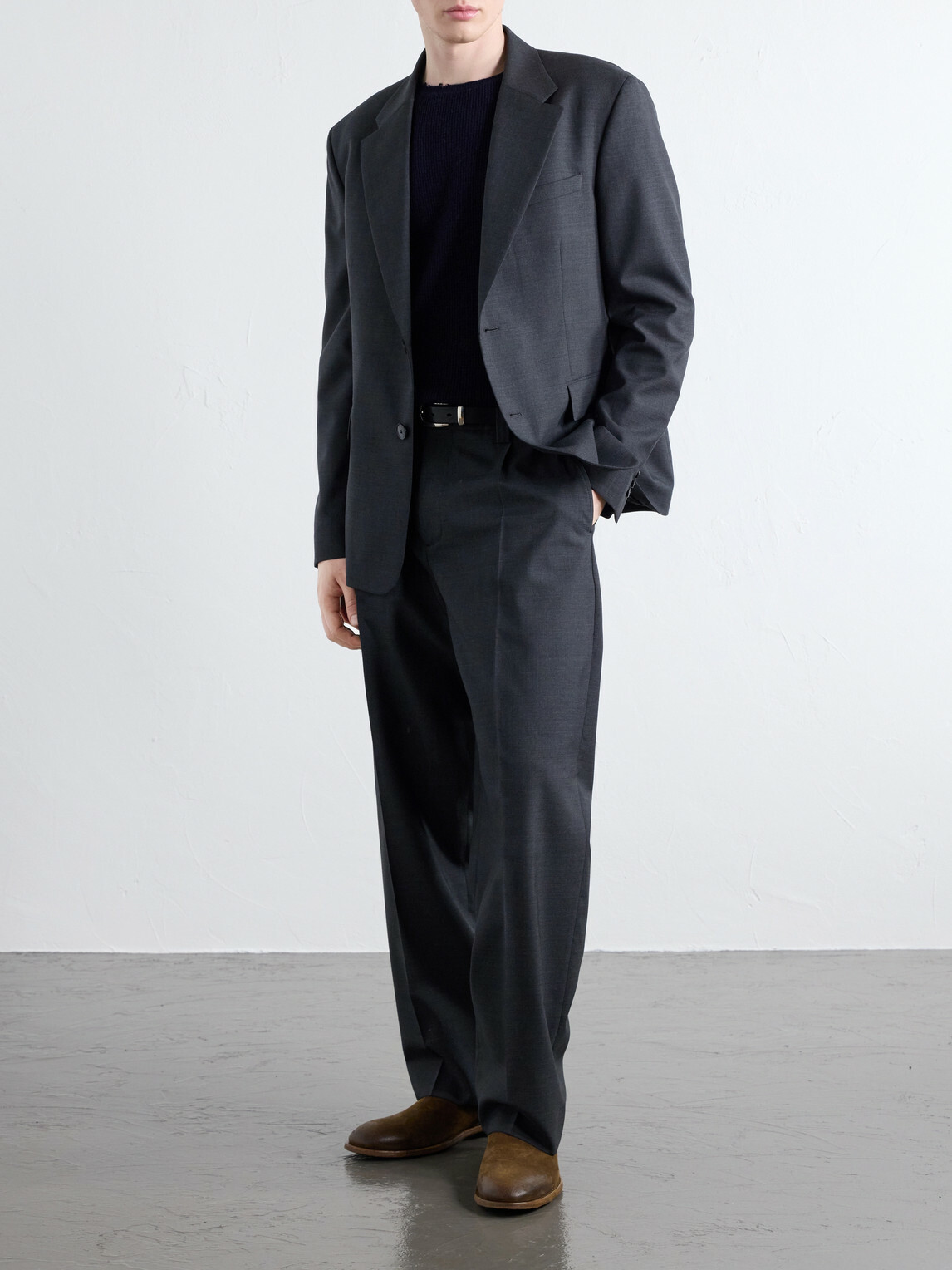 SECOND / LAYER - Distressed Waffle-Knit Wool and Cashmere-Blend Sweater - Blue