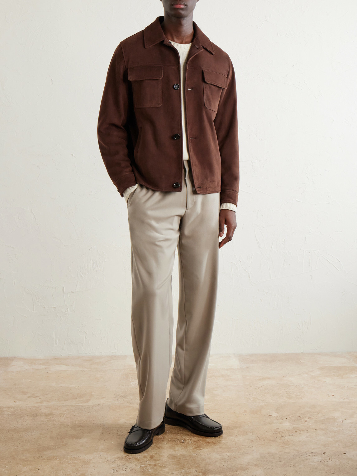 Lardini - Straight-Leg Stretch-Wool Flannel Trousers - Neutrals