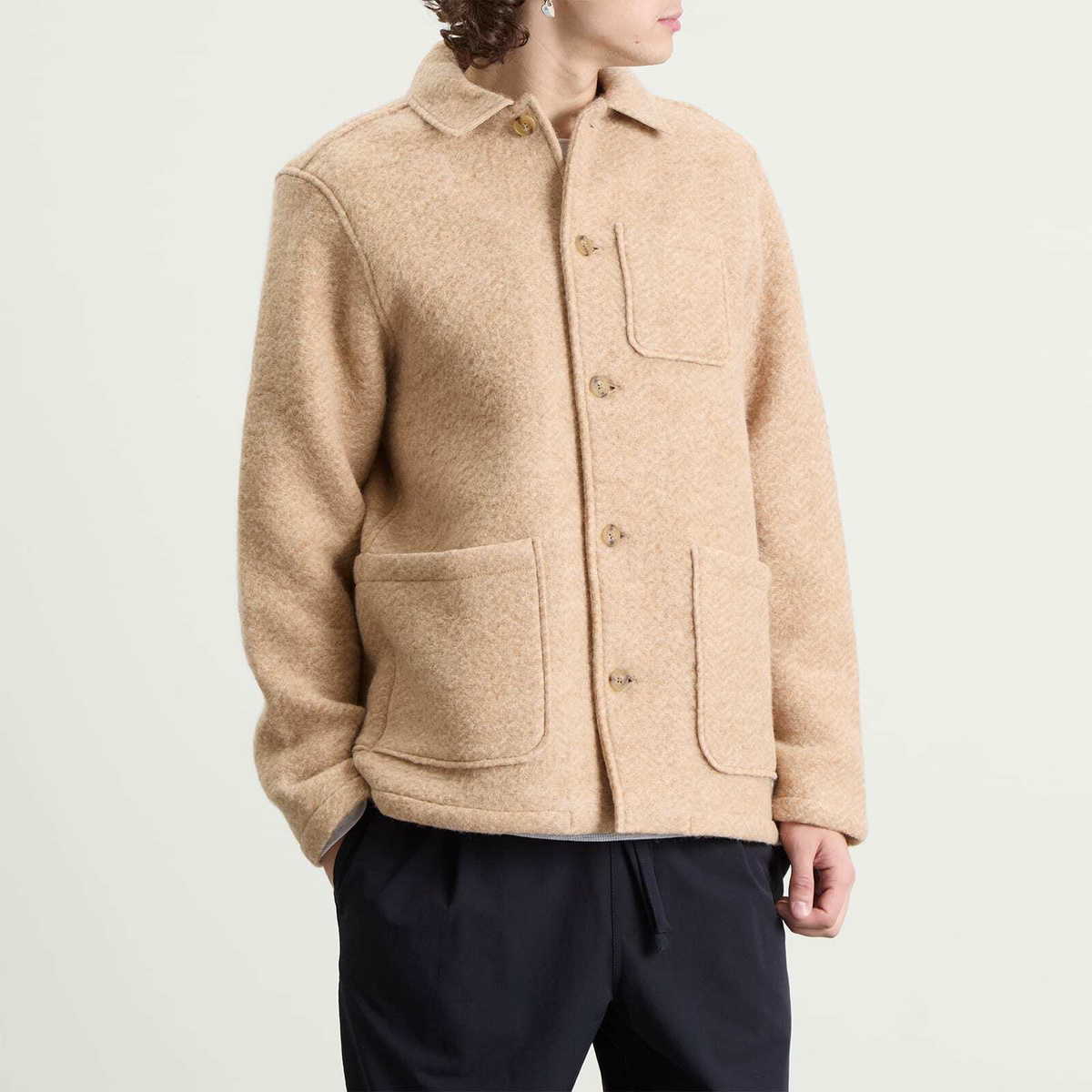 Kestin Men's Ormiston Jacket in Oat Herringbone Wool