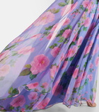 Carolina Herrera Floral caped halterneck silk gown