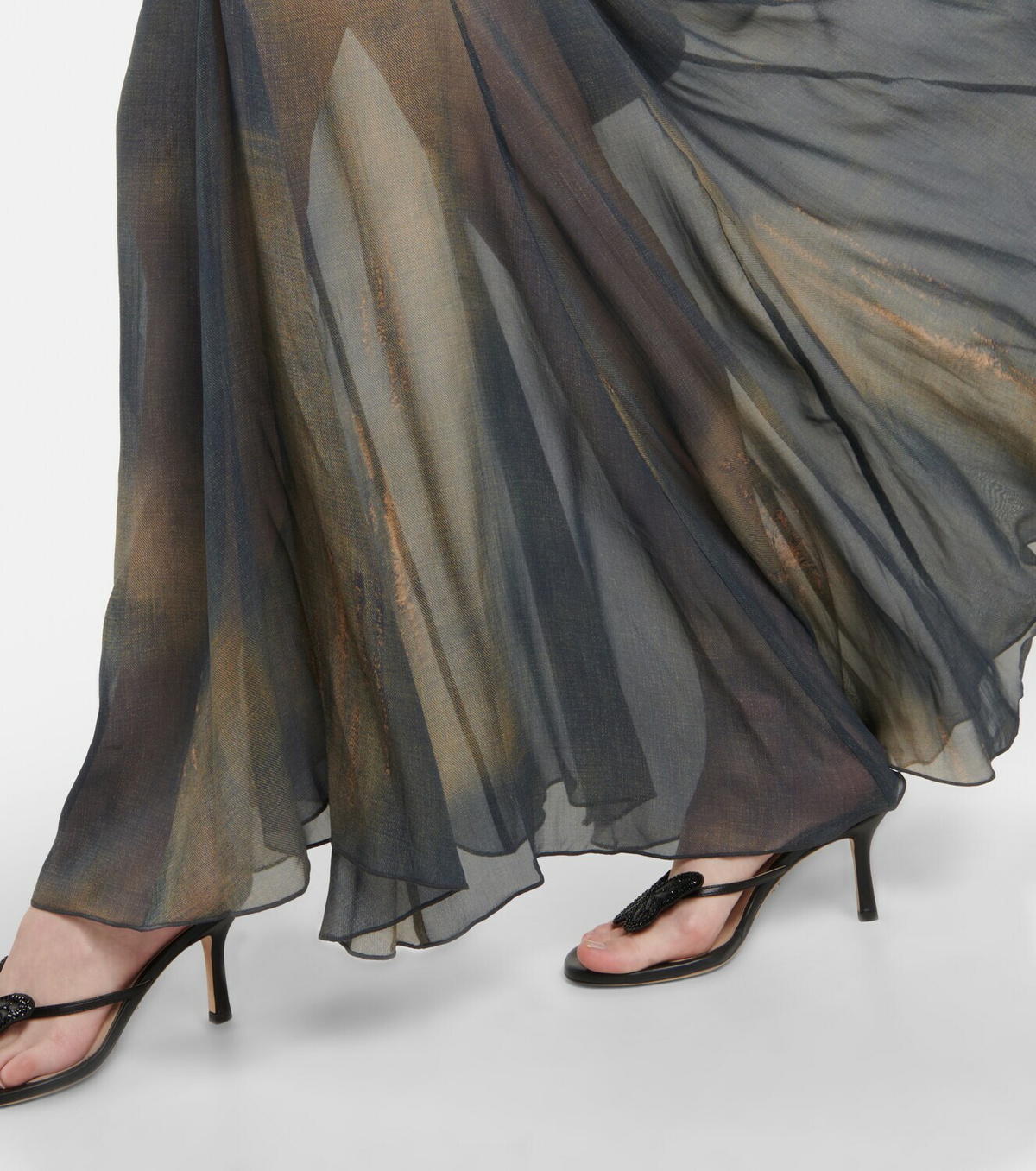 Chiffon silk black skirt