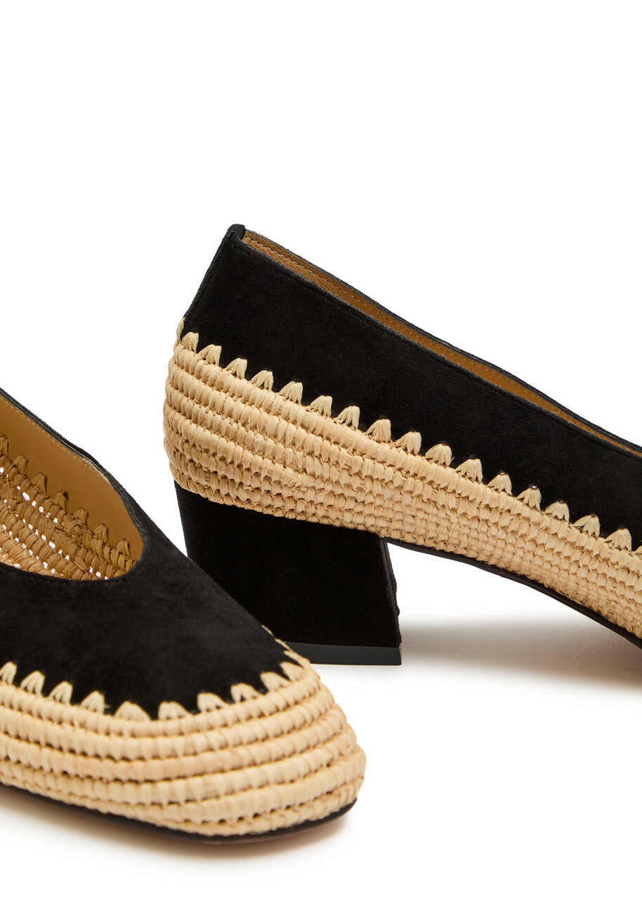Gabriela Hearst Strength 40 Raffia and Suede Pumps