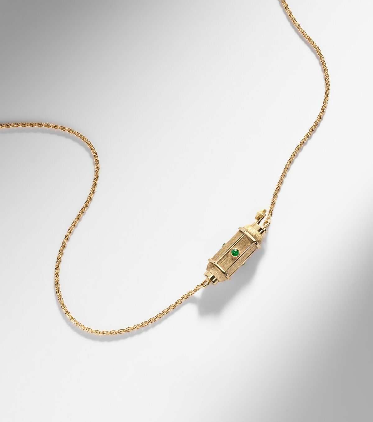 Marie Lichtenberg Coco Micro 18kt gold locket necklace with emeralds