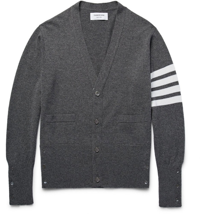 Photo: Thom Browne - Slim-Fit Striped Cashmere Cardigan - Men - Gray