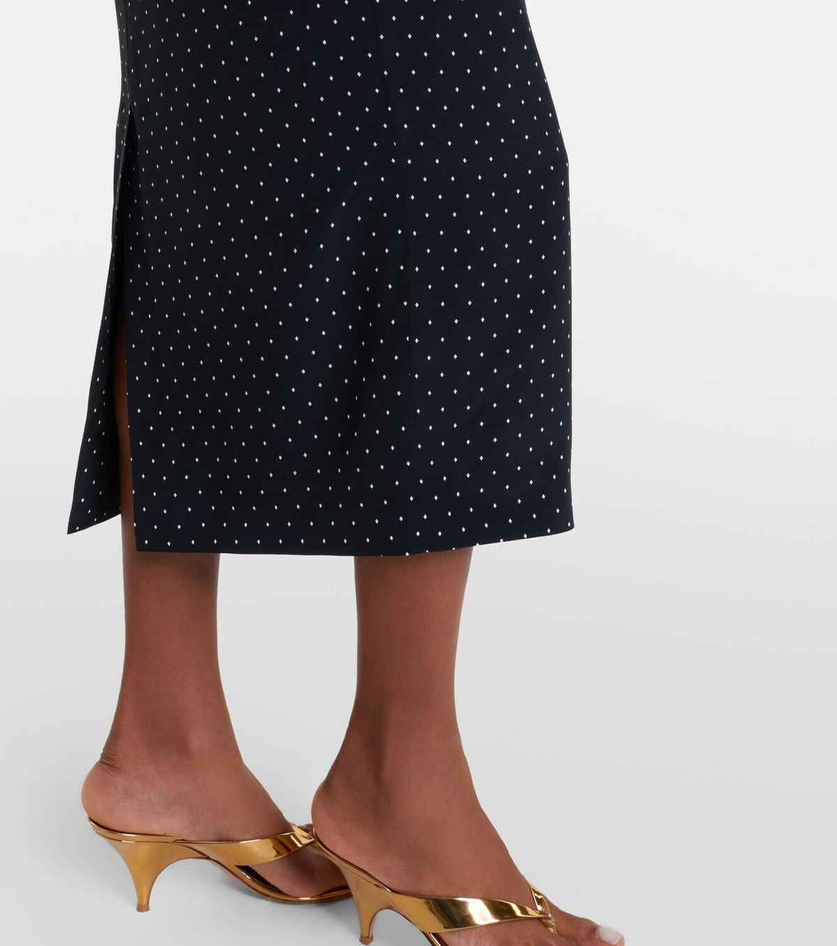 Alessandra Rich Polka-dot peplum silk midi dress
