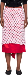 Comme des Garçons Red & Pink Tulle Braided Mesh Midi Skirt