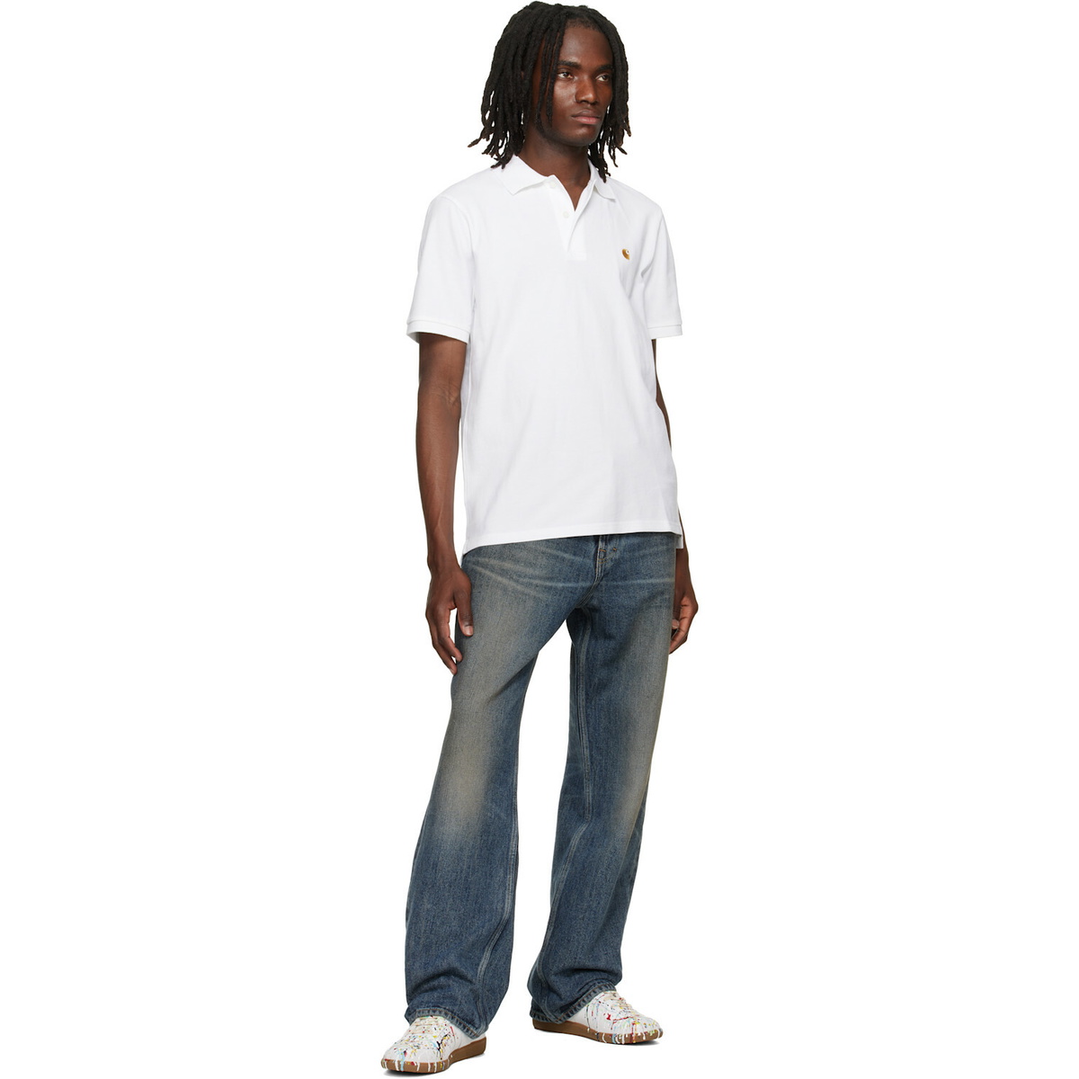 Carhartt Work In Progress White Chase Pique Polo