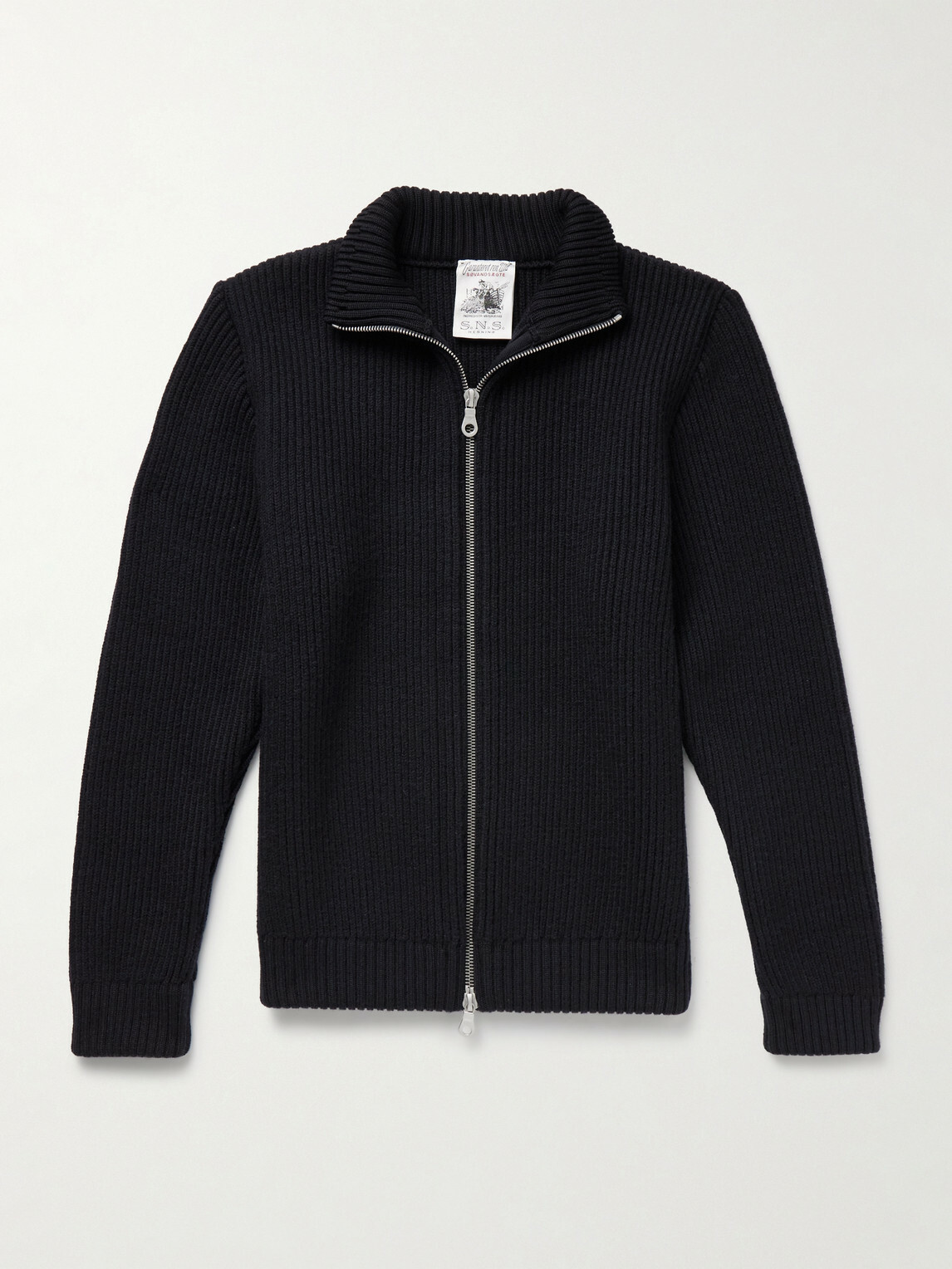 S.N.S. Herning - Virgin Wool Zip-Up Cardigan - Blue