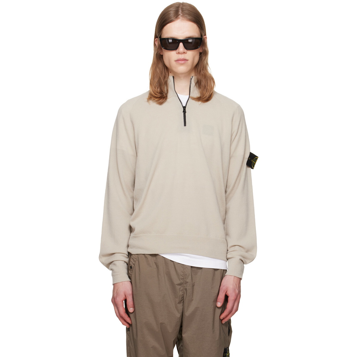 Stone Island Khaki 5100053 Full Rib RWS Wool Sweater Stone Island