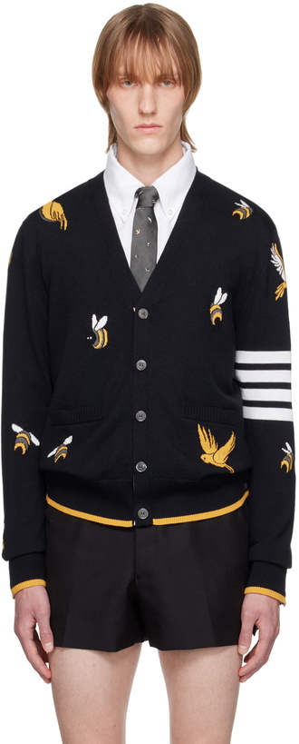 Photo: Thom Browne Navy Birds & Bees Cardigan