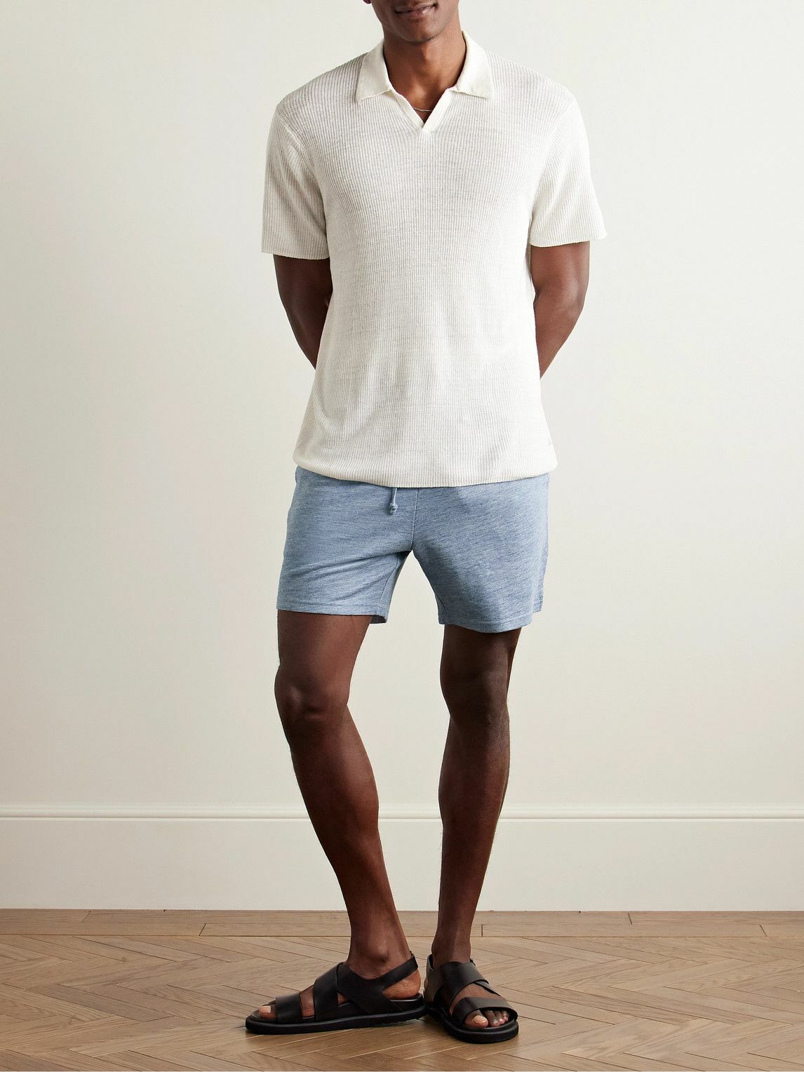 Onia - Slim-Fit Straight-Leg Linen and TENCEL™ Lyocell-Blend Drawstring Shorts - Blue