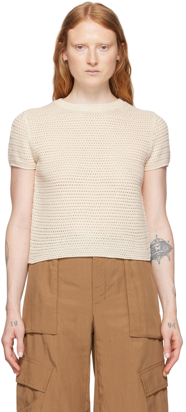 Vince White Crochet T-Shirt Vince