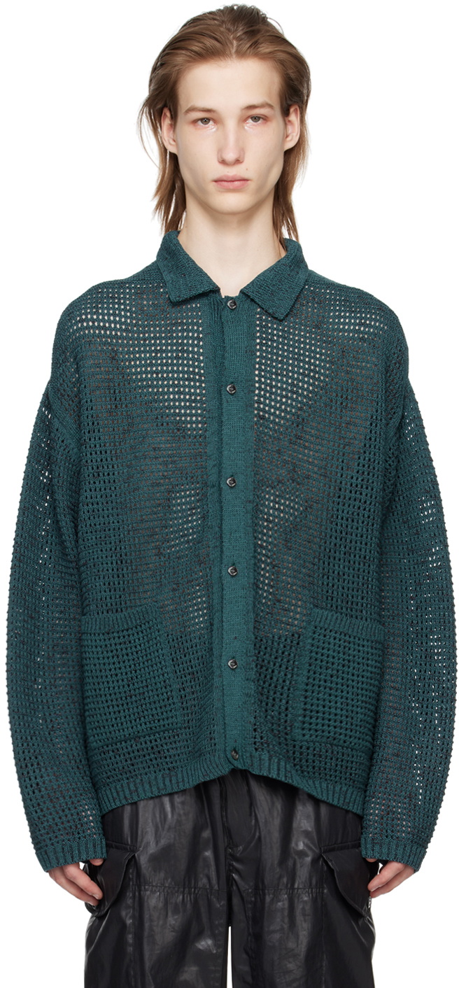 YOKE Blue Silk Kid Mohair Wool Buttoned Cardigan YOKE