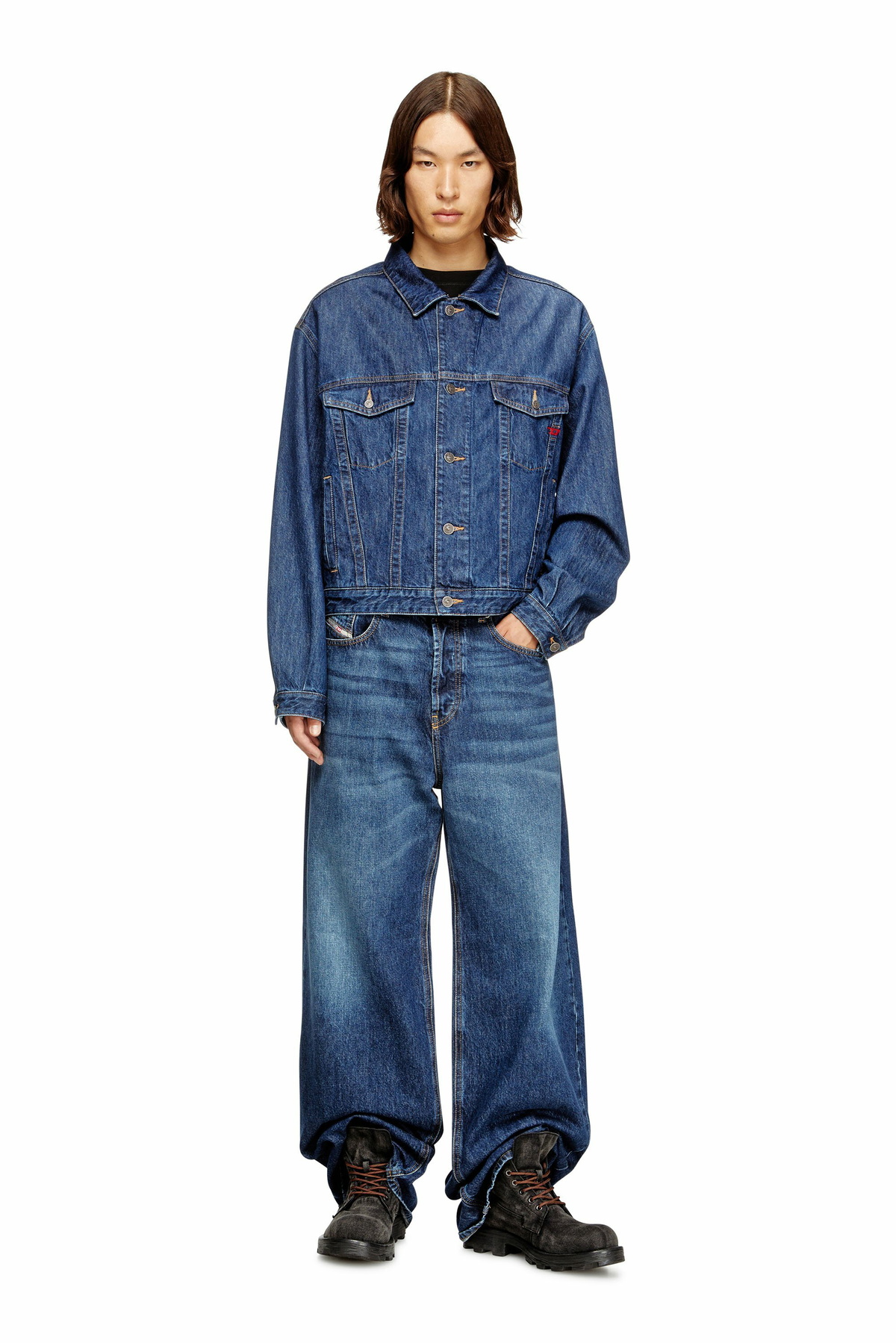 Diesel Trucker jacket in DNA denim - Denim Jackets - Unisex - Blue