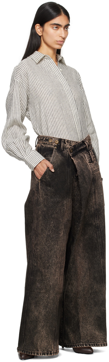 Feng Chen Wang Brown Wrap Front Jeans