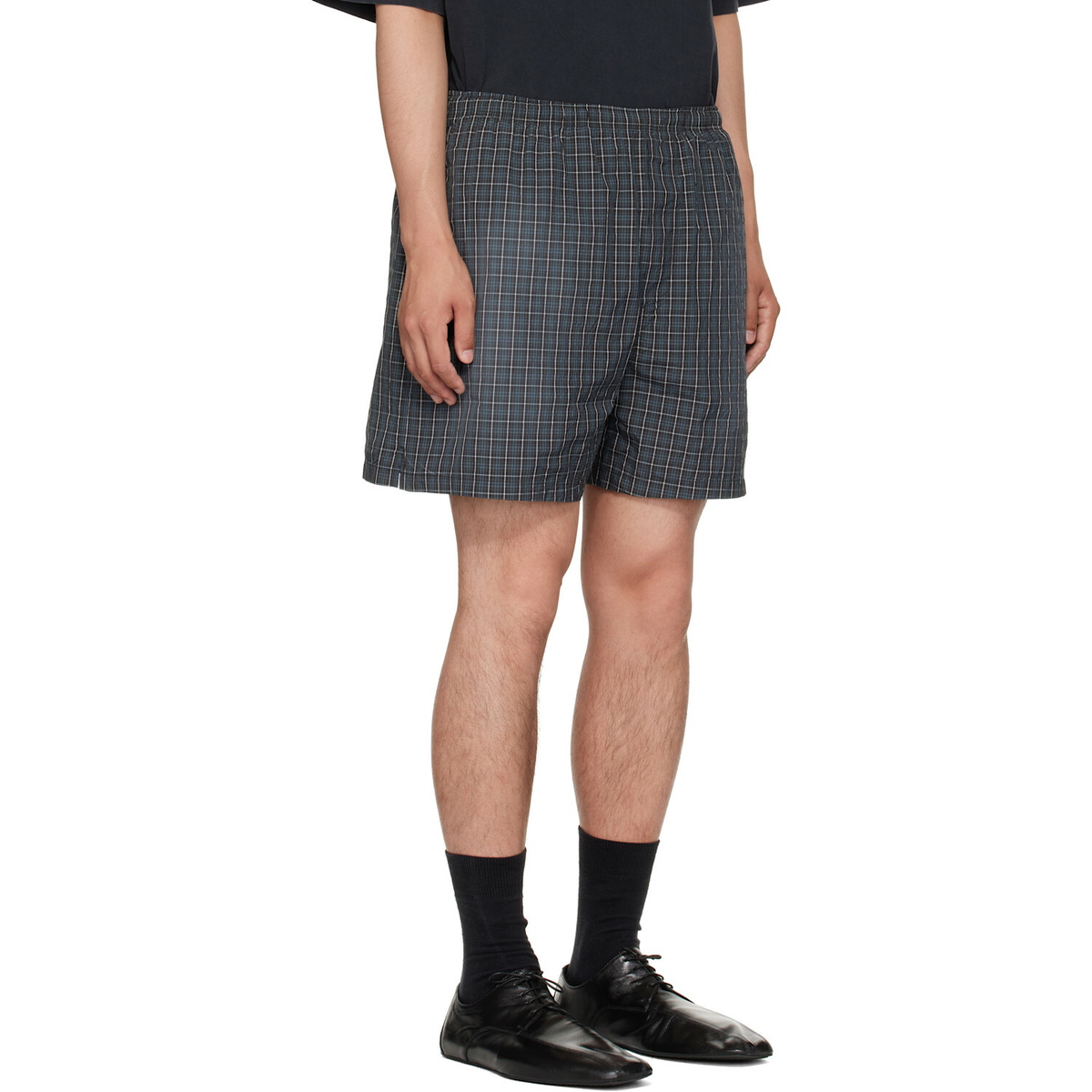 Balenciaga Black & Blue Technical Check Boxer Shorts