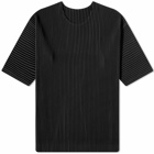Homme Plissé Issey Miyake Men's Pleated Half Sleeve T-Shirt in Black