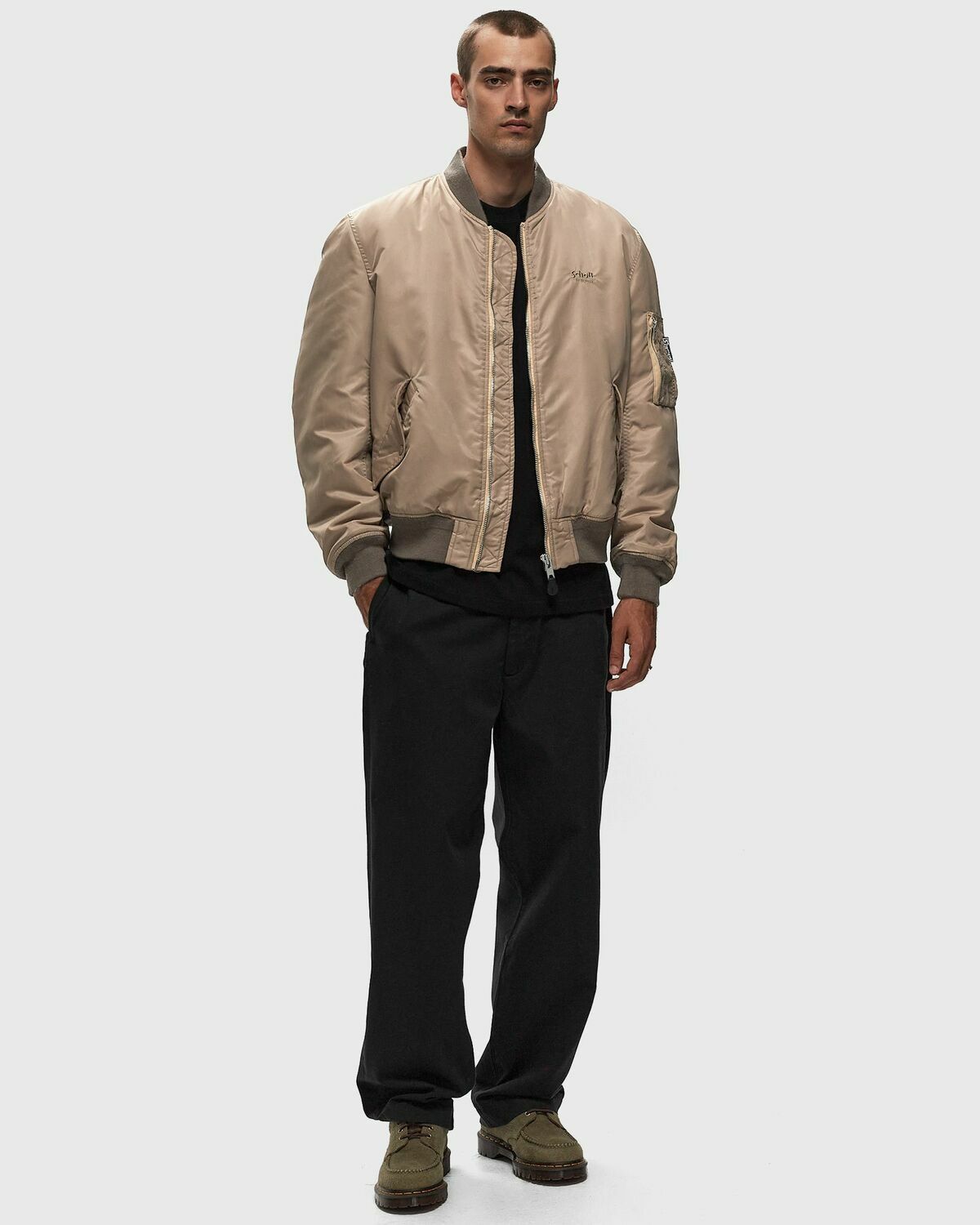 Schott Nyc Macampsrs Jacket Beige Bomber Jackets Schott