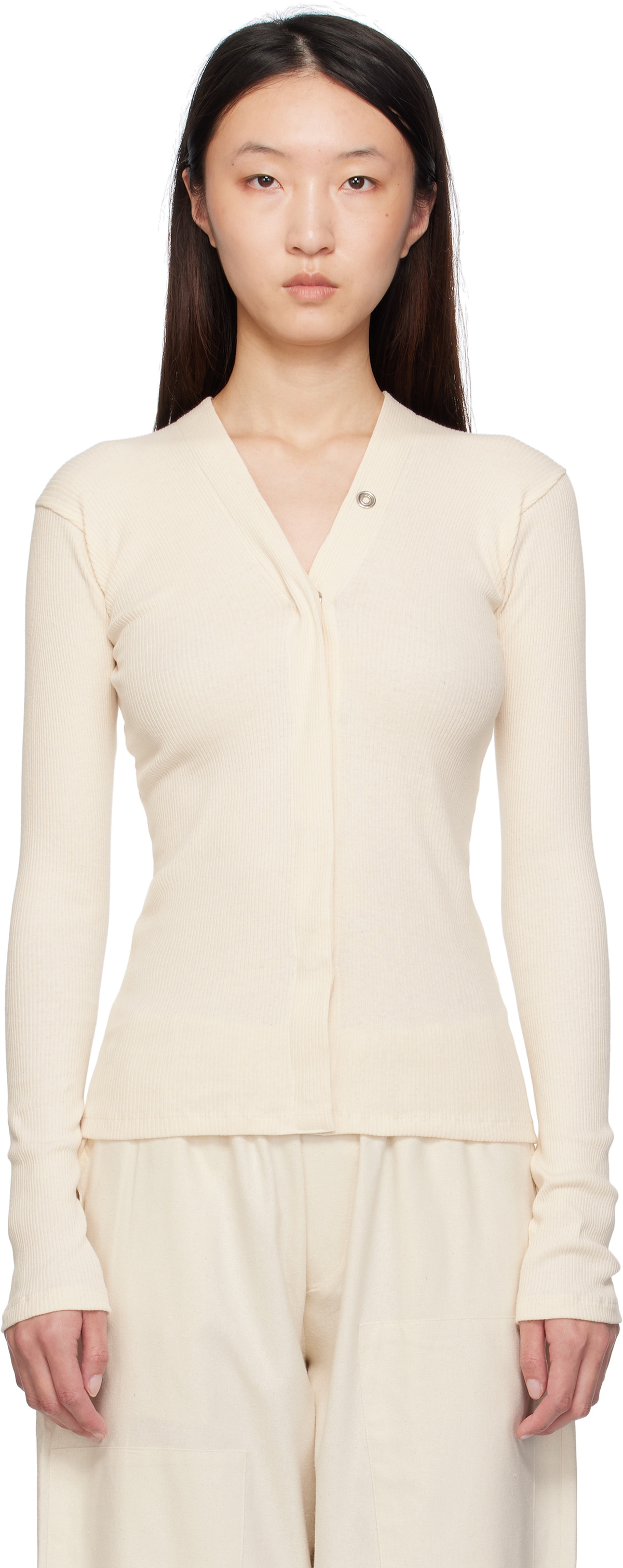 Baserange Beige Tav Snaps Cardigan