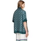 Casablanca Green Radiating Monogram Short Sleeve Silk Shirt