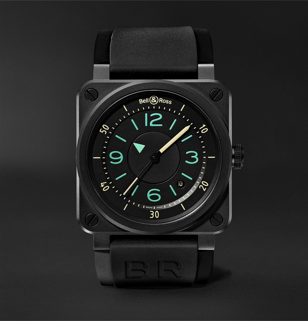 Photo: Bell & Ross - BR03-92 Automatic 42mm Ceramic and Rubber Watch - Black