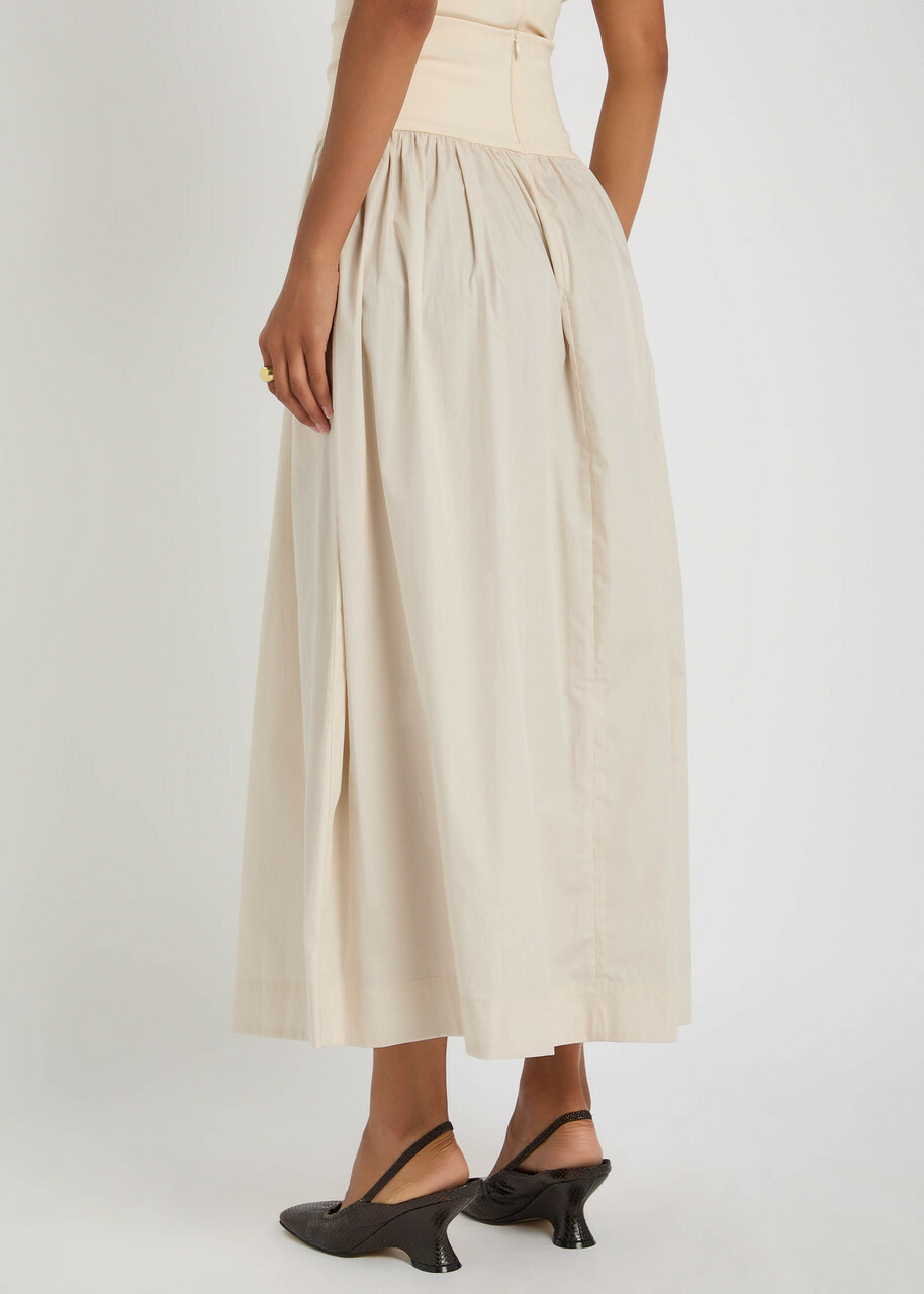 Esse Studios Pleated Cotton-poplin Maxi Skirt Cream