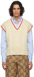 Gucci Off-White Cable Knit Vest