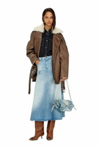 Diesel Double-breasted aviator-biker coat - Jackets Womens in Brown