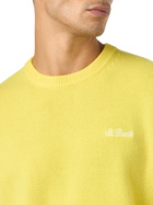 MC2 Saint Barth Man Crewneck Yellow Sweater With St. Barth Embroidery