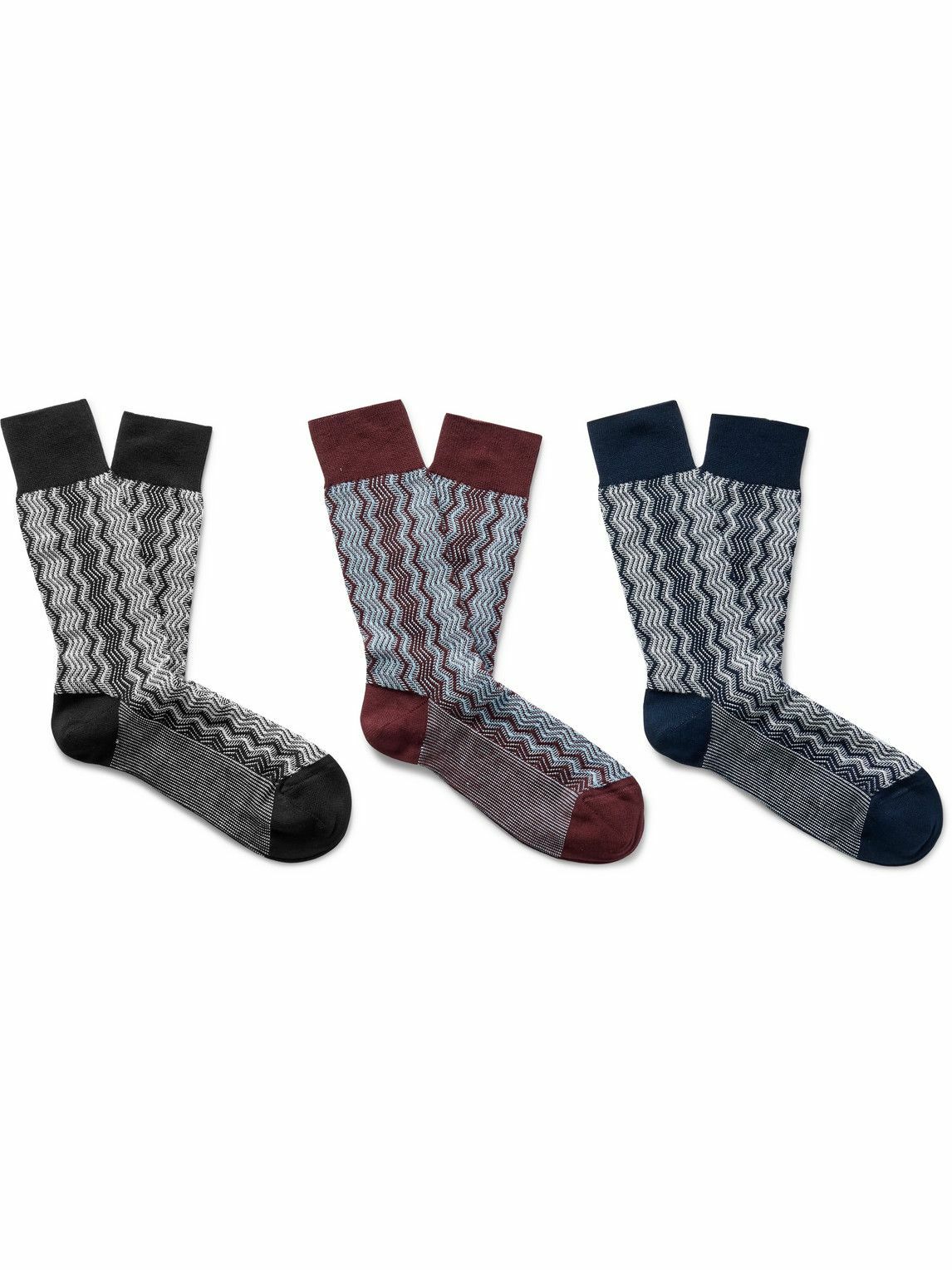 Missoni - Three-Pack Crochet-Knit Cotton-Blend Socks - Gray