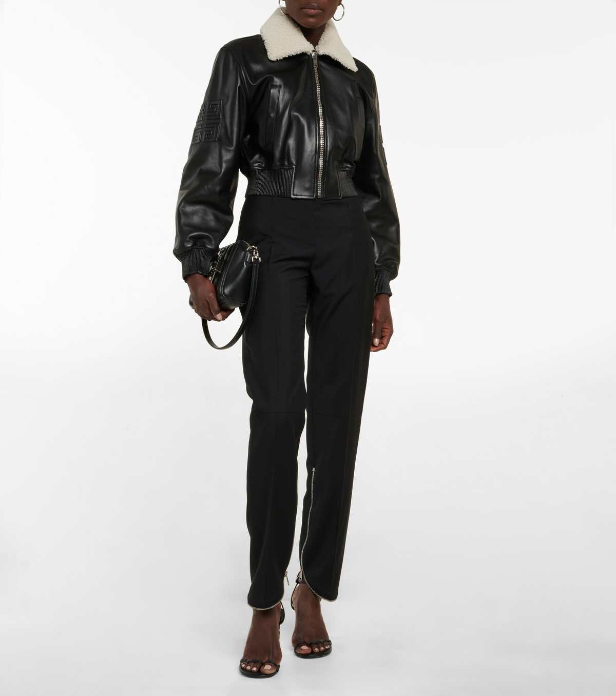 Givenchy - Cropped shearling-trimmed leather jacket Givenchy