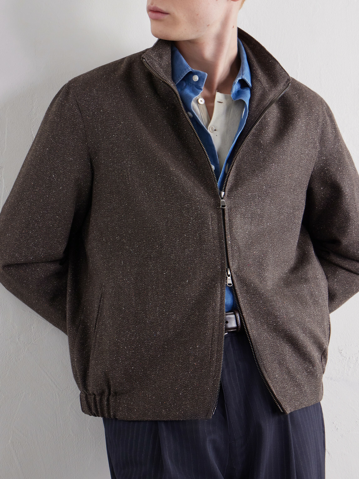 Sunspel - Donegal Wool and Silk-Tweed Jacket - Brown
