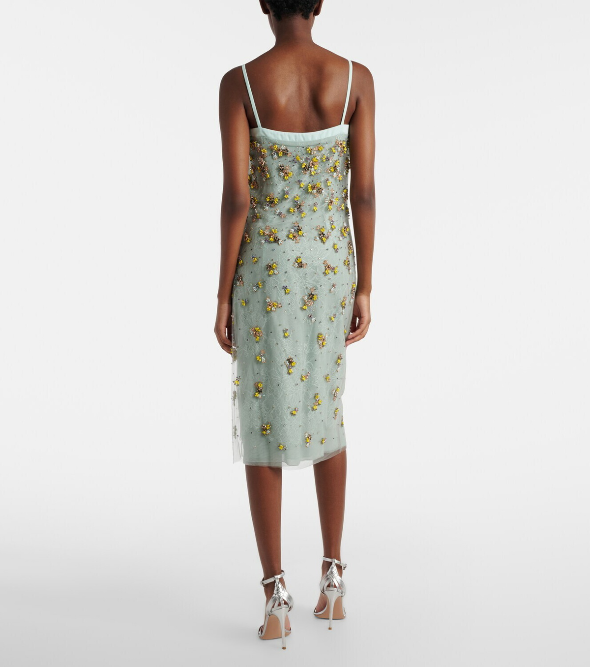 Costarellos Palla embellished lace and tulle midi dress