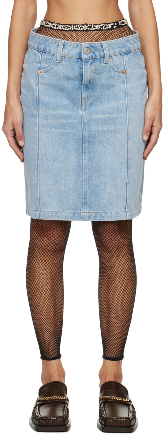 Martine Rose Blue Narrow Front Denim Miniskirt