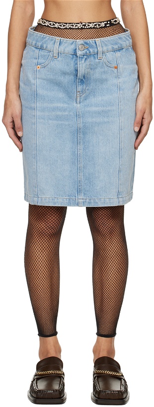 Photo: Martine Rose Blue Narrow Front Denim Miniskirt