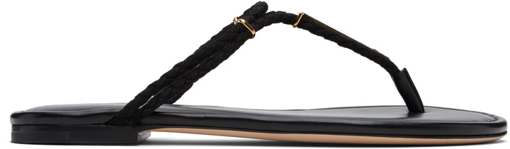 Photo: TOM FORD Black Woven Suede Lily Thong Sandals