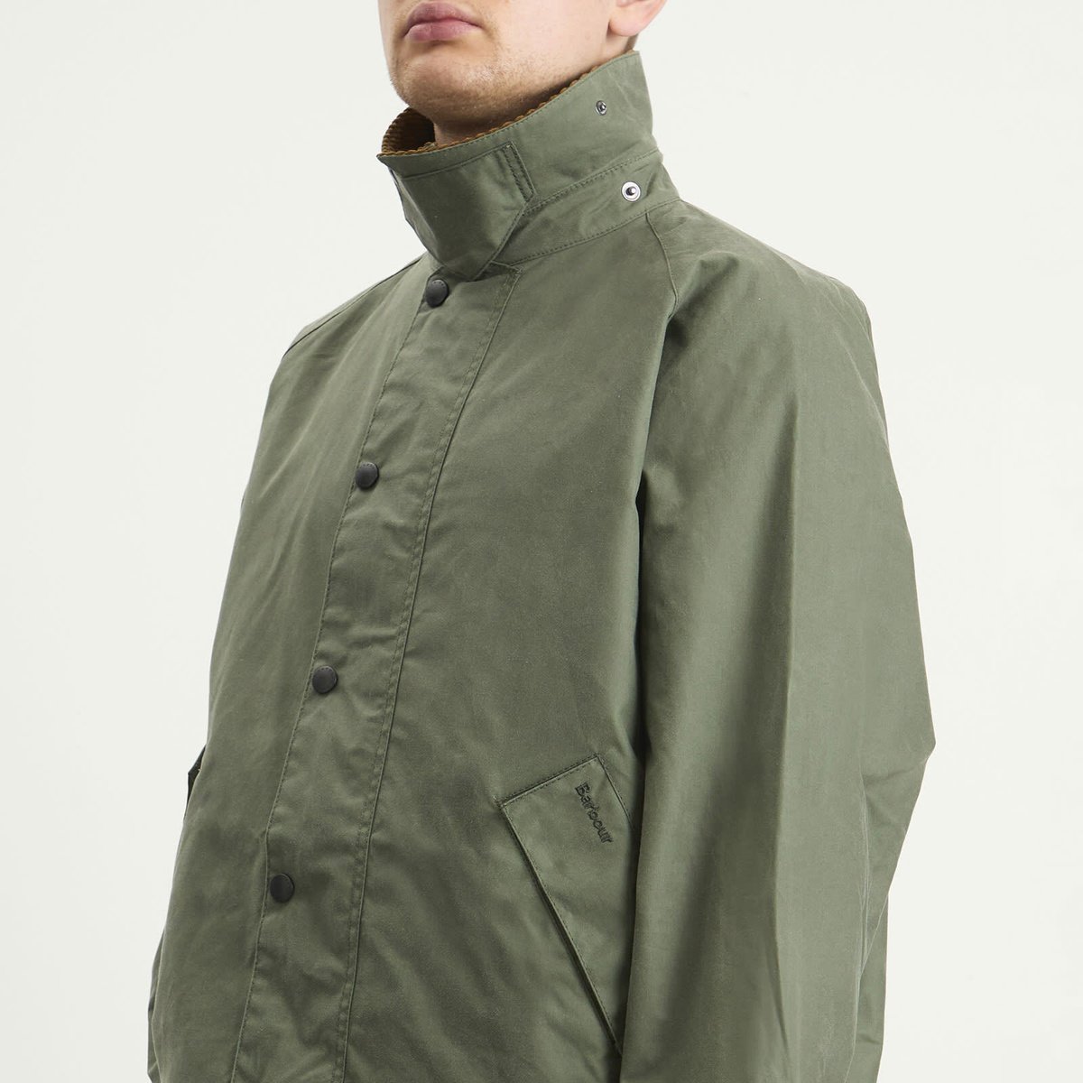 Barbour Men's OS Transport Wax Jacket in Light Moss Barbour
