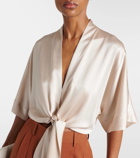 The Sei Tie-front silk charmeuse top