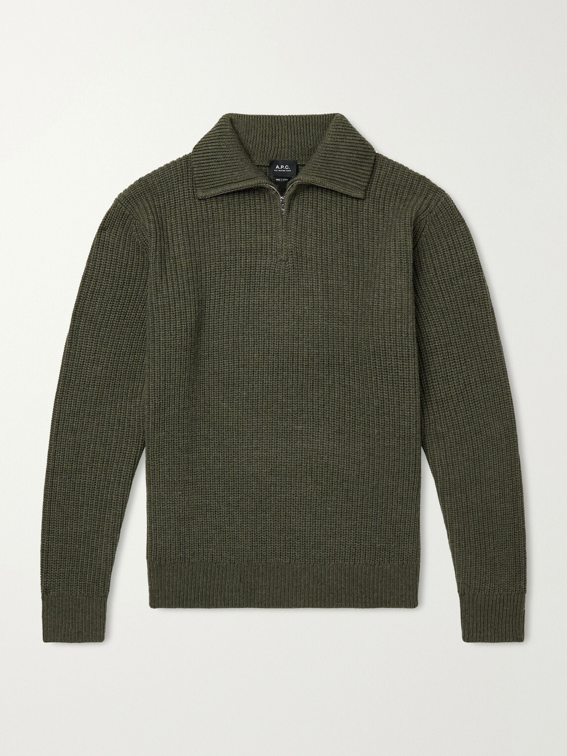 A.P.C. - Virgin Wool Half-Zip Sweater - Green