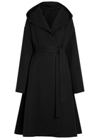 Alaïa Belted Hooded Wool Wrap Coat Black