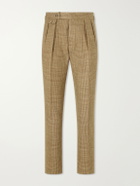 Polo Ralph Lauren - Straight-Leg Pleated Houndstooth Linen, Silk and Wool-Blend Trousers - Neutrals