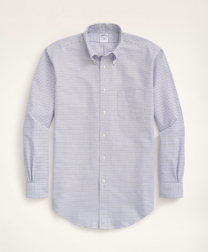 Photo: Brooks Brothers Men's Original Polo Button-Down Oxford Tattersall | Blue/Navy