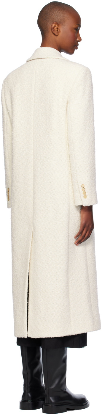 BOSS Off-White Bouclé-Tweed Slim-Fitting Coat